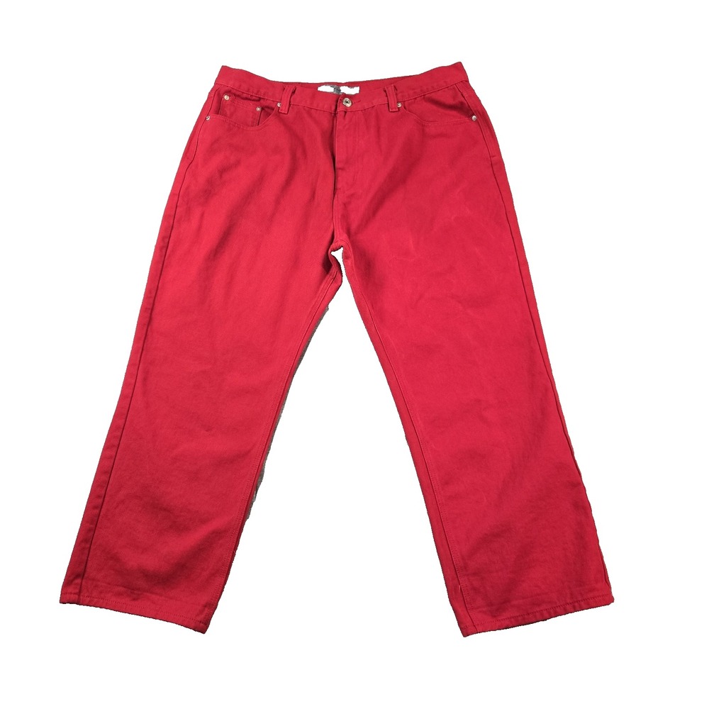 PJ Mark Men's Red Denim Jeans Straight Leg‎  High Rise Relaxed Fit 42" X 28.5"